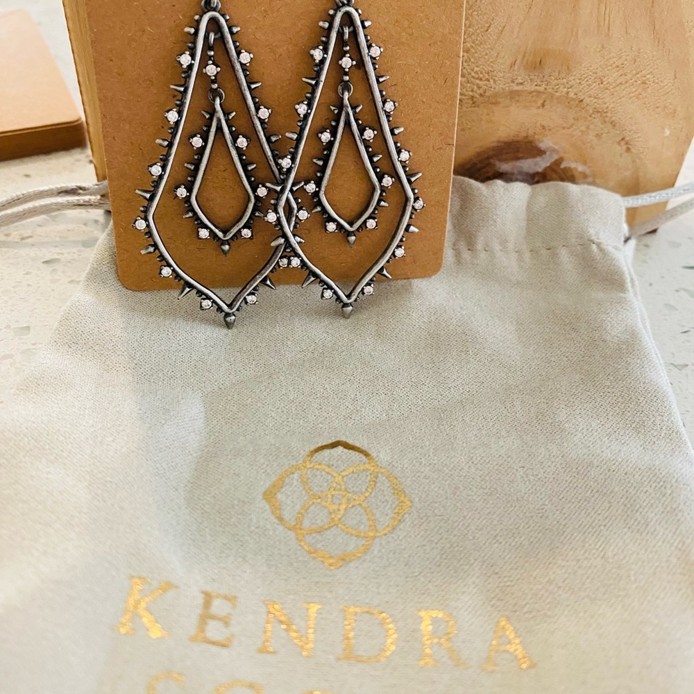 Kendra Scott Black and Silver Teardrop Earrings